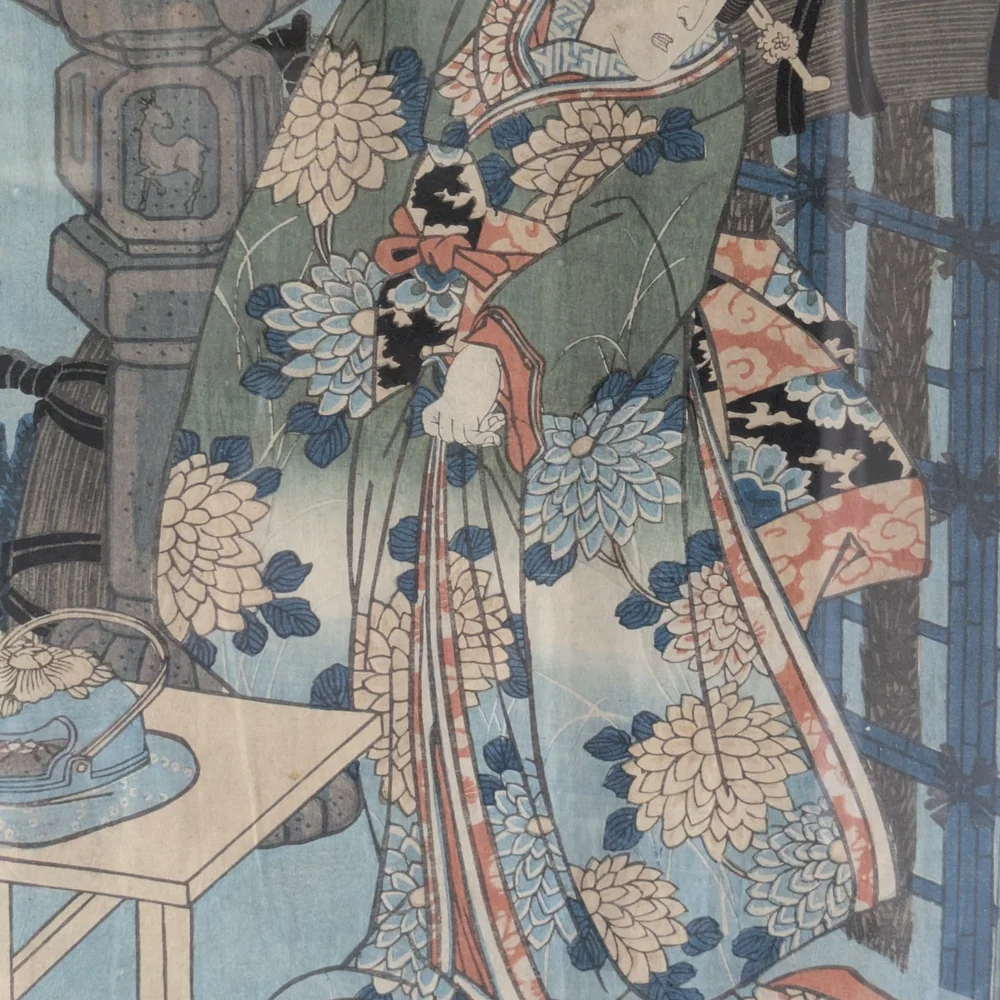 Japanese woodblock Art print ukiyo-e by Utagawa Kunisada Framed Wall Art Geisha